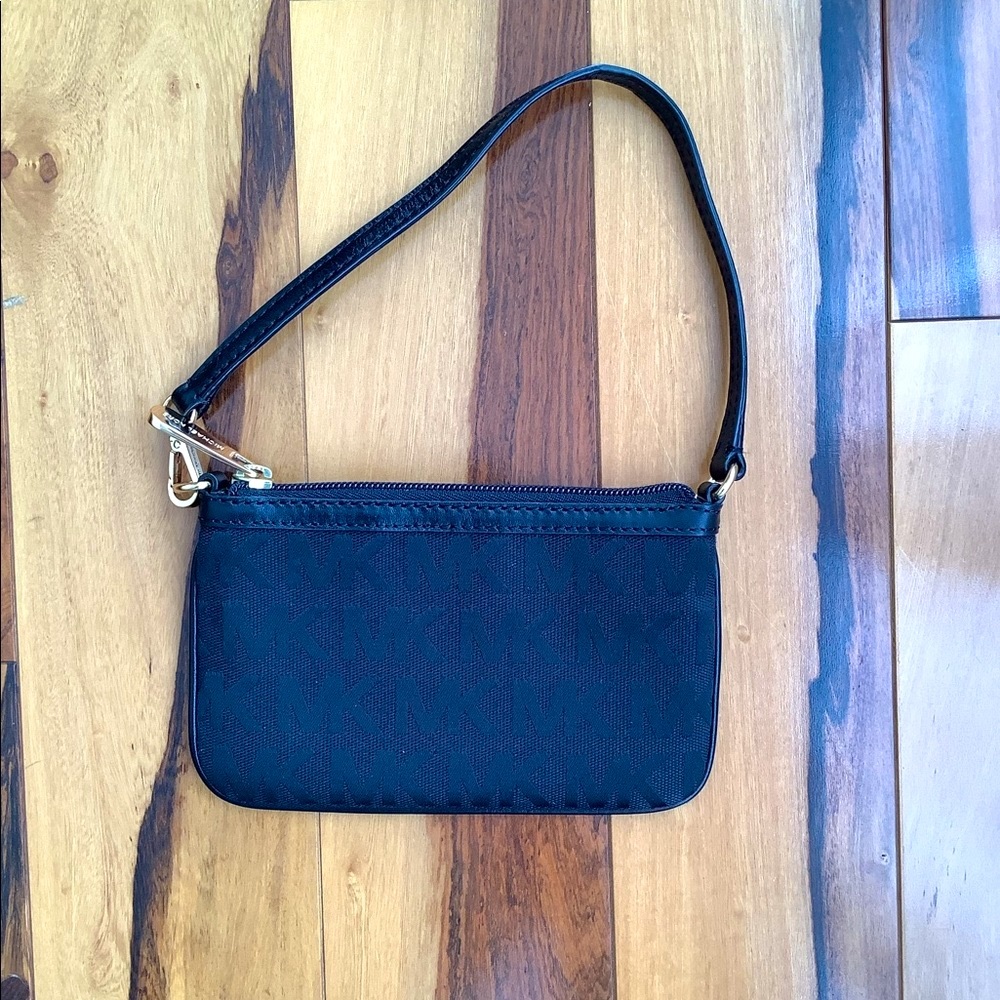 NEW MK Black Logo Wristlet